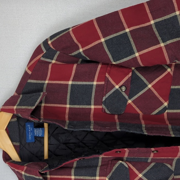 VINTAGE Towncraft Men's Windowpane Check Quilt Lined Flannel Jacket - Picture 3 of 4